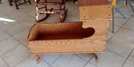 Wood baby cradle