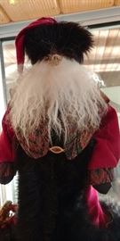 Santa Black Fur Cap w Red cone Red Jacket Black Trim  $80