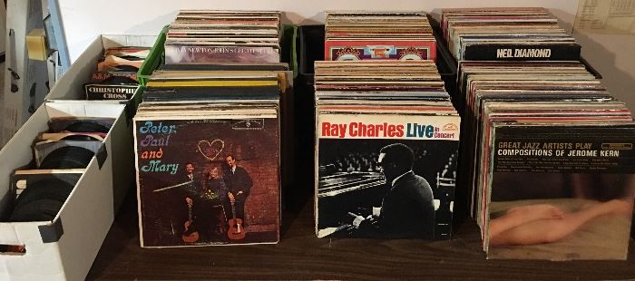 Hundreds of Vinyl Record Albums, 45's & 78's