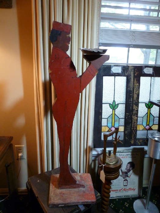 Black Americana Folk Art Figural Bellhop Smoke Stand