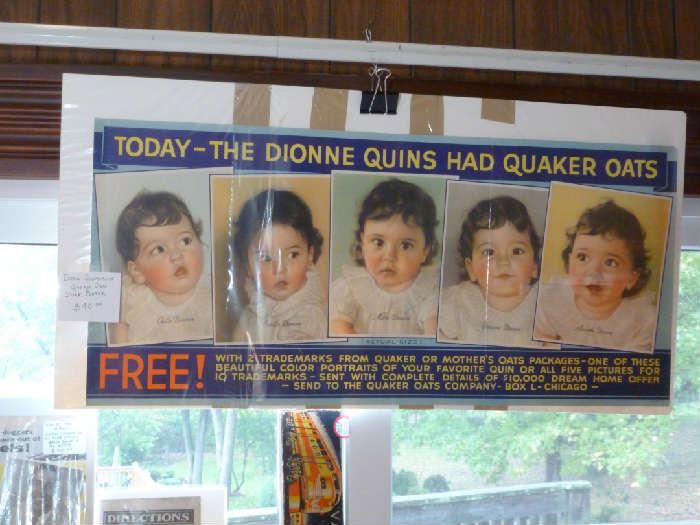 Rare Quaker Oats Dionne Quintuplets Store Poster