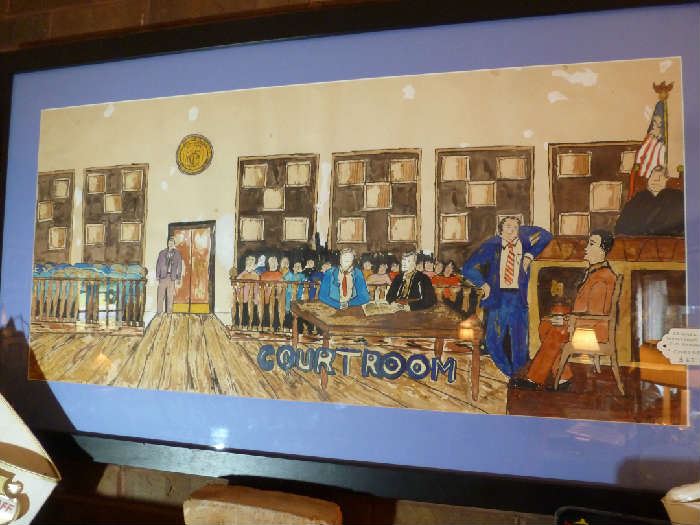 Original Watercolor by T. Noonan "Courtroom"