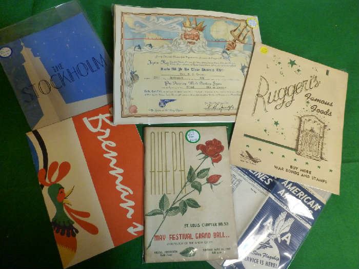Small Sample of Menus, Airlines, and Hellenic Assn.