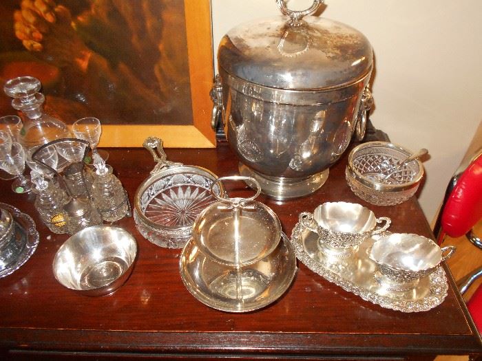 silver plate and crystal