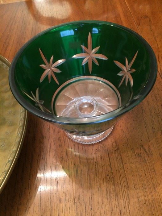 One of several green Waterford bowls