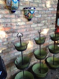 Colorful wall planters; matching tiered planters
