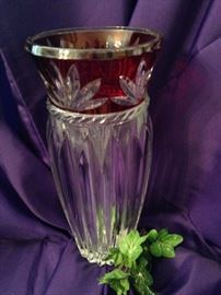 Lovely red and clear vase