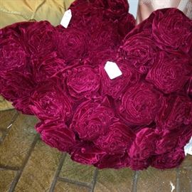 Heart-shaped rose pillows