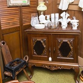 1920's Oak Side Board.  37"T x 38.5"W  x 19.5D:    375.00