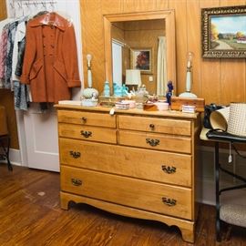 Solid Honey Maple 3 Drawer Chest w/Mirror.  36"T x 42"W x 19"D:  195.00 