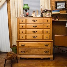 Honey Solid Maple 5 Drawer Chest.  51"T x 36"W x 18.5"D:  195.00