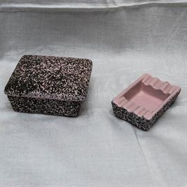 MCM USA Pottery Cigarette Box and Matching Ashtray:  45.00 