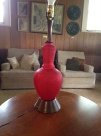 Vintage Red Glass Lamp  19":  66.00