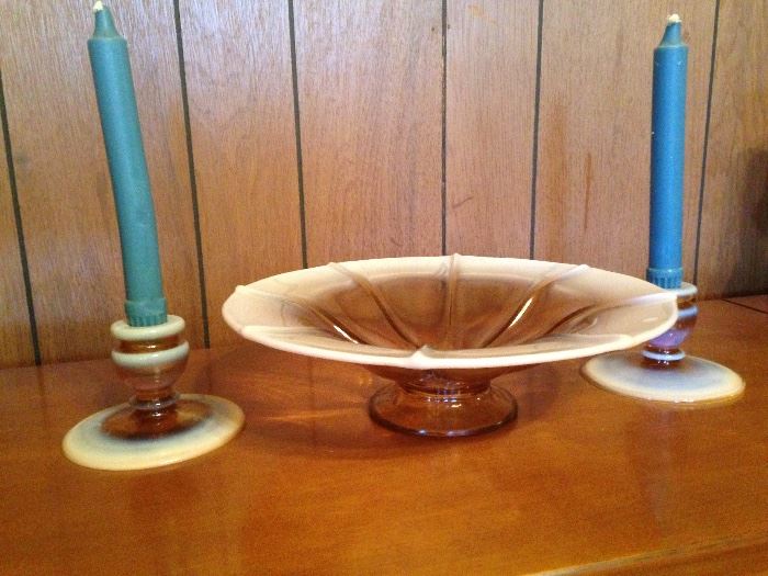 Console Bowl and 2 Candle Sticks:    39.00 (as is)