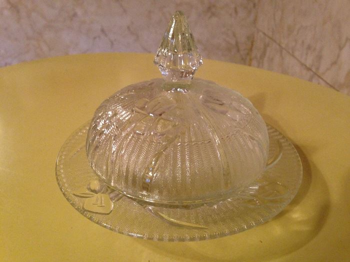 Glass Iris Round Butter Dish:    19.50