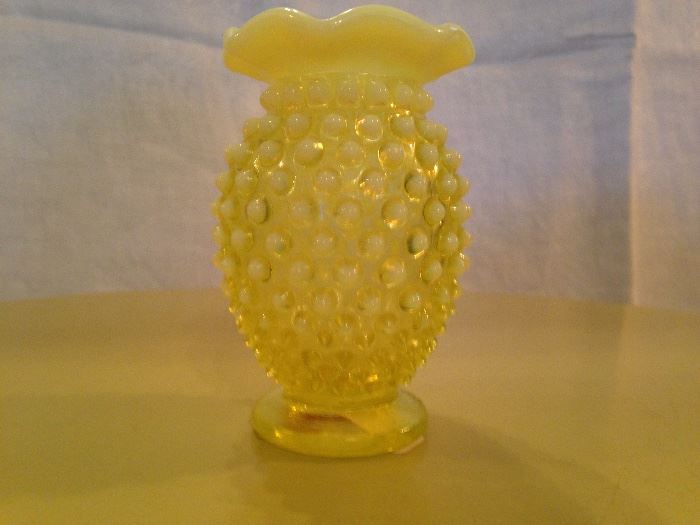Vaseline Glass Vase:  7.50