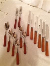 13pc. Bakelite Handled Flatware:  45.00 set