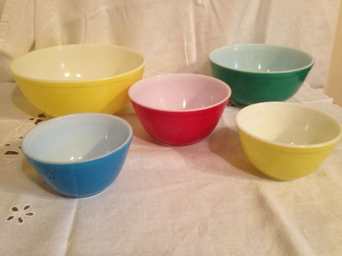 Vintage Pyrex Mixing Bowls:  6.00-19.50