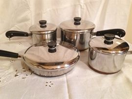 Revere Ware Cookware:  7.50-9.00