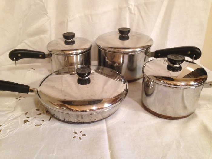 Revere Ware Cookware:  7.50-9.00