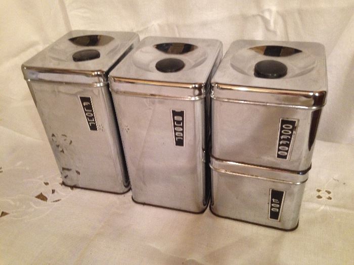 Vintage Chrome Canisters.  Set of 4:  45.00
