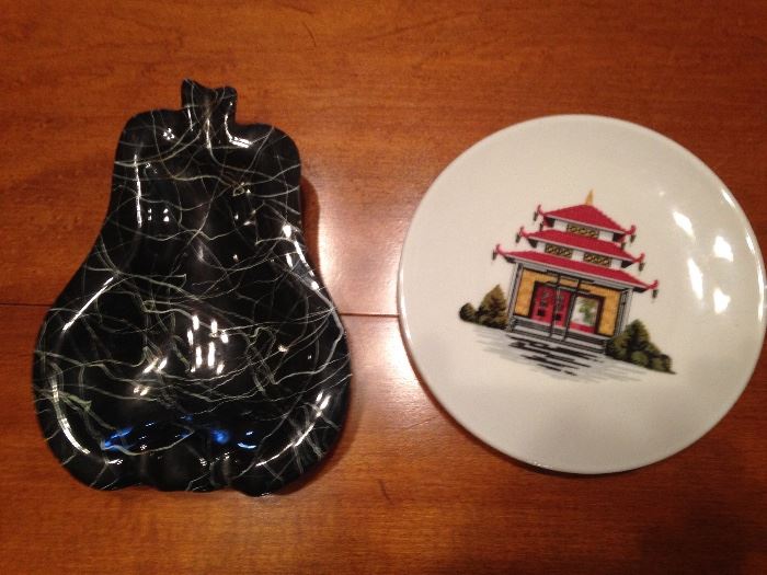 Jackson China Restaurant Ware 61/2" plate:  12.00  Ceramic MCM Black Pear Ashtray:  19.50