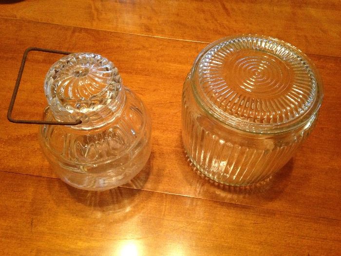 Vintage:  Country Store Glass Barrel Jar:  22.50   Biscuit Jar w/Lid:  19.50