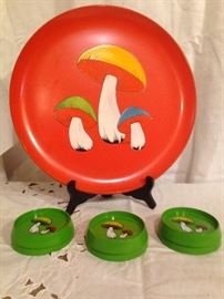 Mushroom Serving Tray by:  Nichol's:  19.50  Set of 6 Mushroom Coasters:  12.00