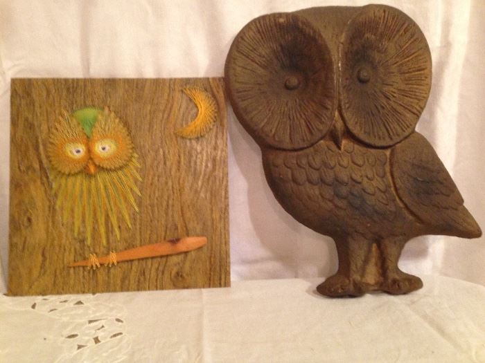 Composite Wood Tone Owl:  19.50  Thread Owl On Tile:  27.00