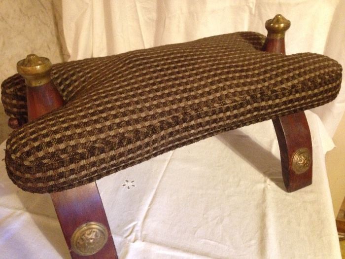 Vintage Camel Foot Stool w/Brass Accents:  45.00