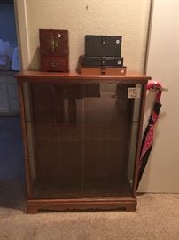 Glass display case, jewelry boxes