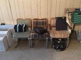 Various chairs, pet carrier