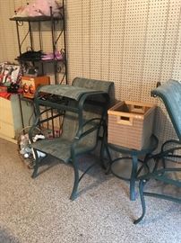 Chair and ottoman, table