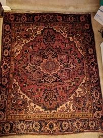 Vintage Persian Heriz rug, hand woven, 100% wool face, measures 4-7 x 5-8. 