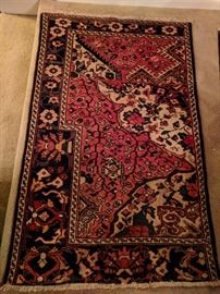 Vintage Persian Vaghireh rug, hand woven, 100% wool face, measures 3-4 x 5-4. This is a very unusual Persian rug, as it is a salesman's sampler for different weaving designs.