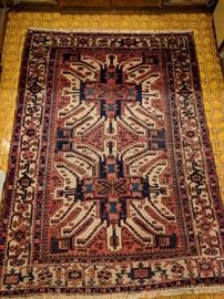 Vintage Persian Heriz rug, hand woven, 100% wool face, measures 5'x 6' 9".                                                                     LOVE!~