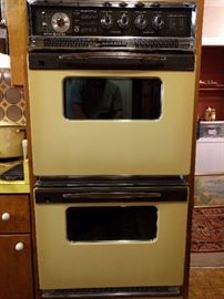 Yep, here it is! an original GE double wall oven, finished in lovely earth tone, harvest gold!                                             You can buy it, take it home and upgrade form that Suzy Homemaker oven you've been using all these years. 