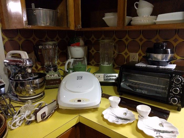 Not one, but two avocado blenders, a vintage chrome Sunbeam mixer - you name it, this is the place to shop for your vintage kitchen needs!