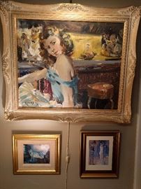 Ooh la la! A young Frenchy hottie, immortalized in oil, by German artist, Fritz Kleiberg (1921-1988) - great frame as well!