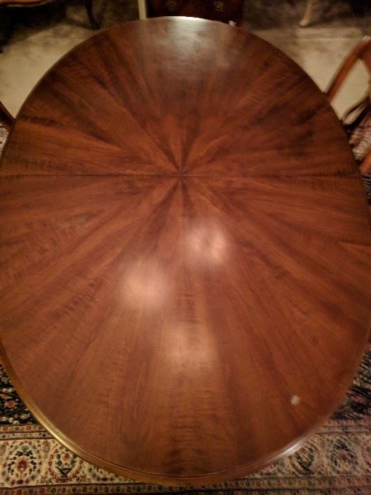 Top view of the Henredon dining table.