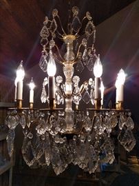 Beautiful Italian 10-light chandelier - this one has very heavy crystal prisms.