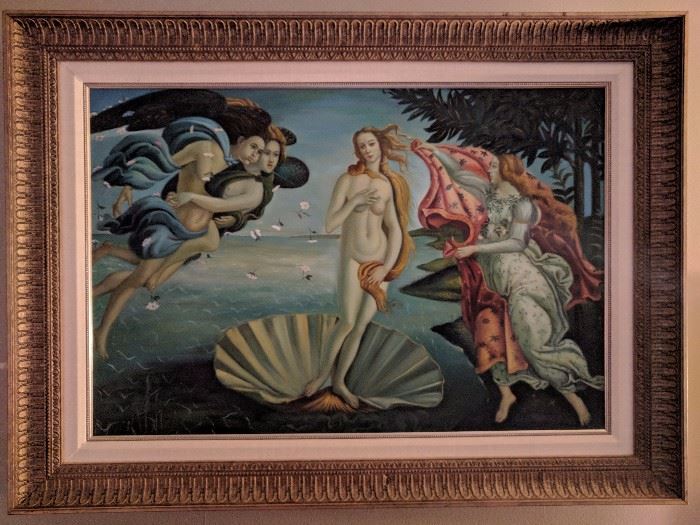 Original oil painting, a decent copy of Botticelli's "Venus".                                                                                                      Do you remember your high school biology?              Notice Venus has no penis.