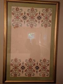 Nicely framed Norwegian hand embroidered textile.