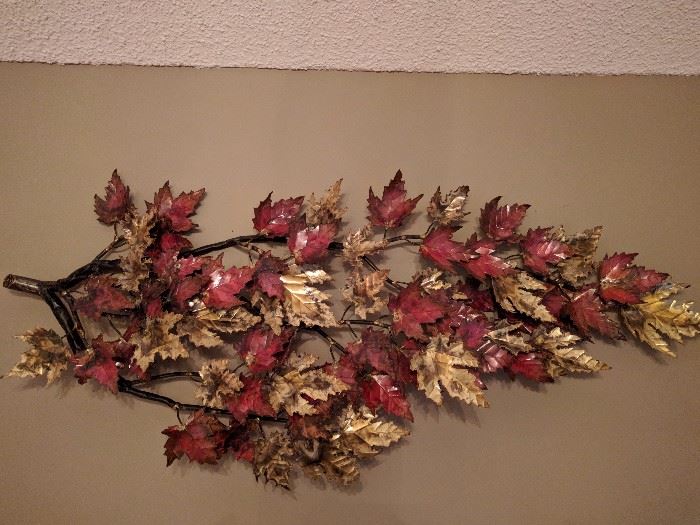 Aha! Another brutalist wall sculpture, but this time it's a seasoanlly appropriate fall leaf theme; signed by Cherie.
