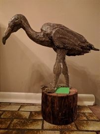 Vintage bald egret metal sculpture, by Carl L. Blair, Greenville, SC, 1967.