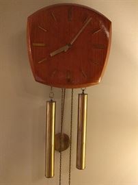 The perfect MCM accessory, a teak Junghans chiming wall clock, (it works) from West Germany; Kienzle Hermle era.