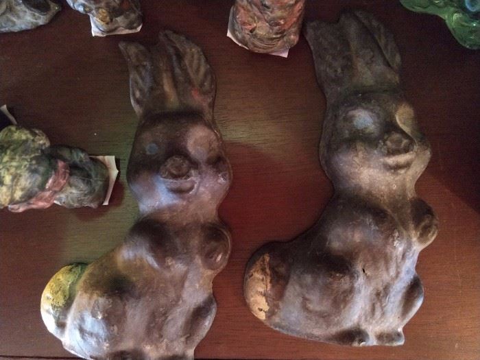 These are not chocolate bunnies (wrong holiday, this is Halloween!) rather vintage lead toys, with possessed blue eyes.
