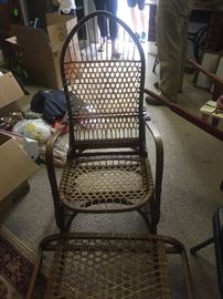 Vintage snowshoe chair and ottoman