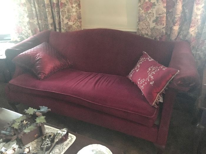 Vintage Red Velvet Couch