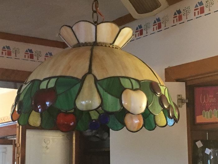 Vintage Stained Glass Fruit Chandelier